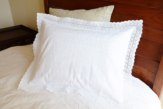 English Eyelets Embroidered Pillow Shams. Standard Size
